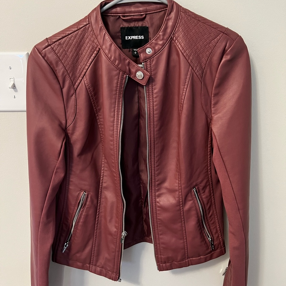 Express XS blush colored leather jacket